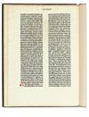 BIBLE IN LATIN.  Single leaf from a paper copy of the 42-line Bible.  Circa 1450-55.  In:  Newton, A Noble Fragment, 1921